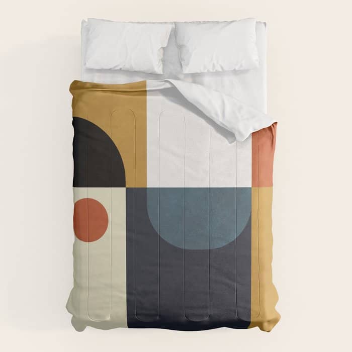 Mid Century Abstract Shapes Fall Winter 4 Comforter