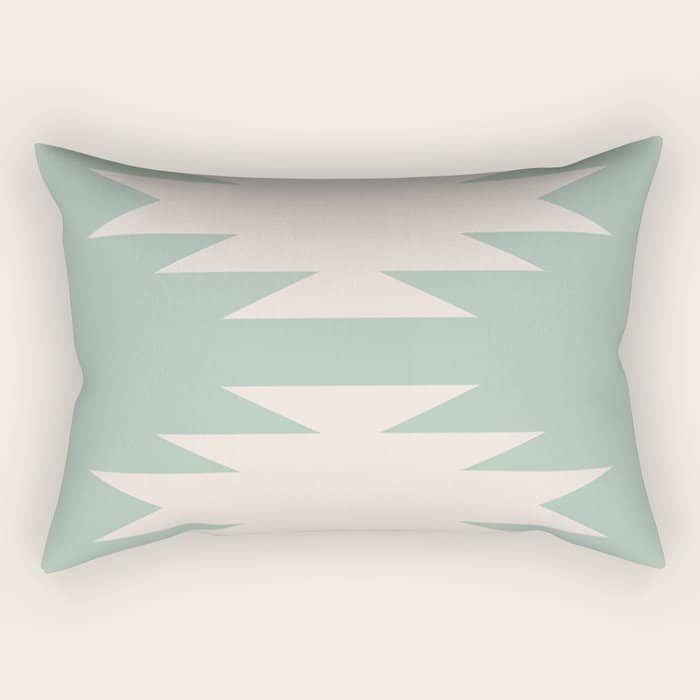 Geometric Southwestern Minimalism - Neutral Sage Green Rectangular Pillow