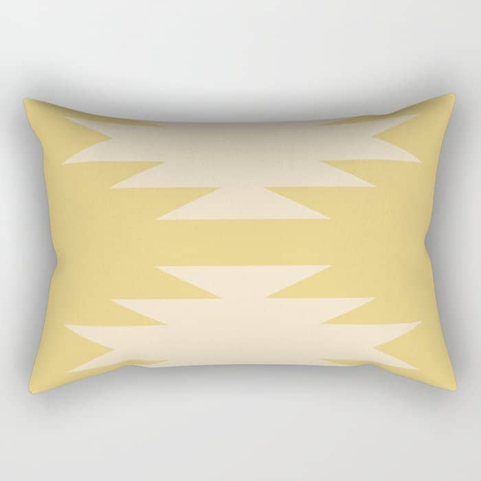 Geometric Southwestern Minimalism - Bright Golden Yellow Rectangular Pillow