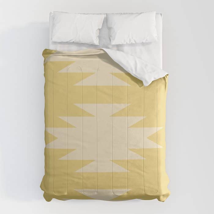 Geometric Southwestern Minimalism - Bright Golden Yellow Comforter
