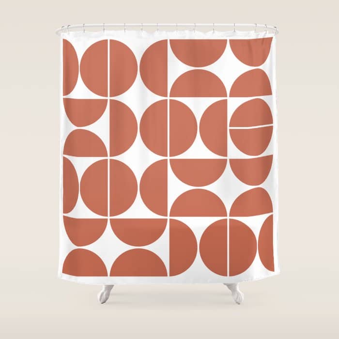 Mid Century Modern Geometric 04 Terracotta Shower Curtain