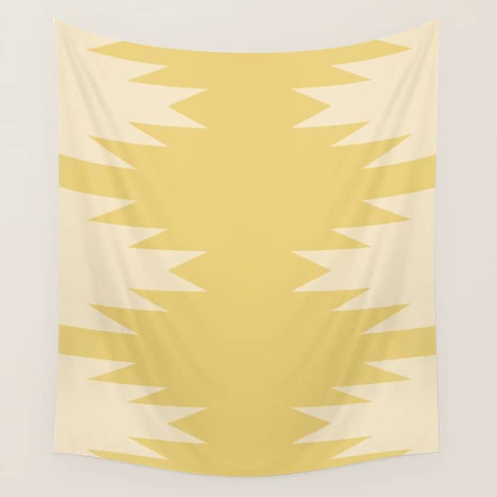 Geometric Southwestern Minimalism - Bright Golden Yellow Wall Tapestry