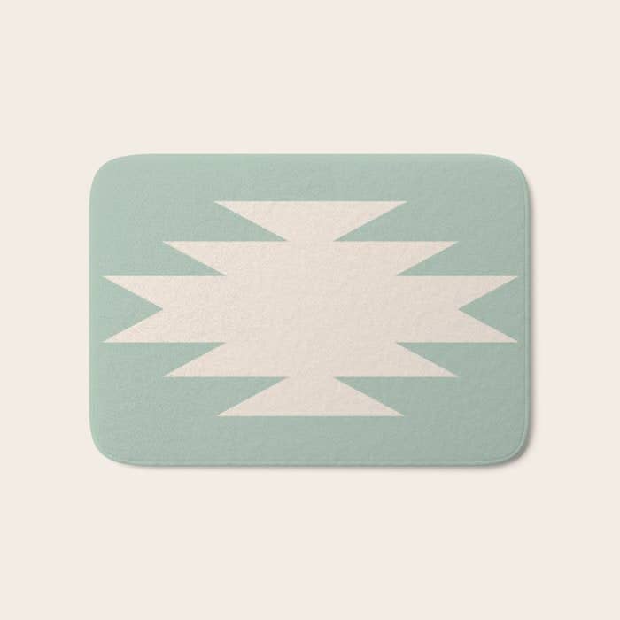 Geometric Southwestern Minimalism - Neutral Sage Green Bath Mat