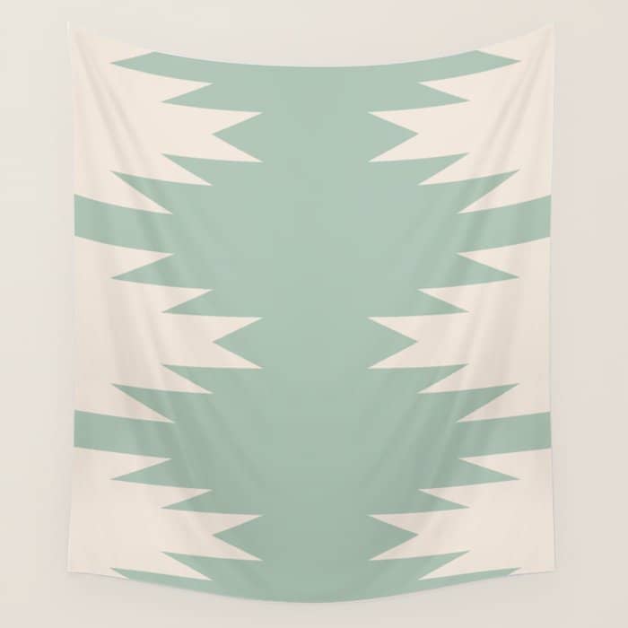 Geometric Southwestern Minimalism - Neutral Sage Green Wall Tapestry