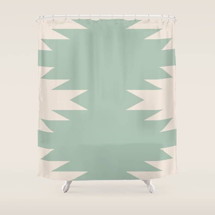 Geometric Southwestern Minimalism - Neutral Sage Green Shower Curtain