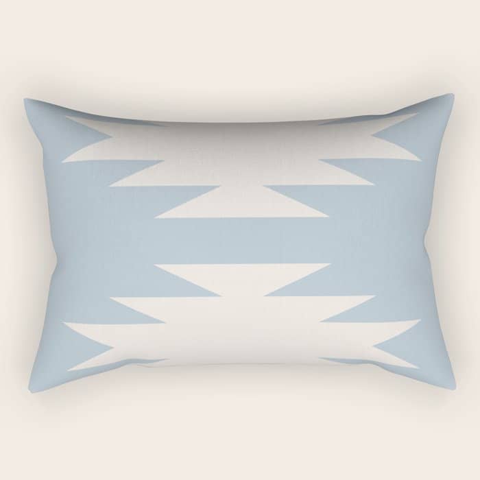 Geometric Southwestern Minimalism - Soft Sky Blue Rectangular Pillow