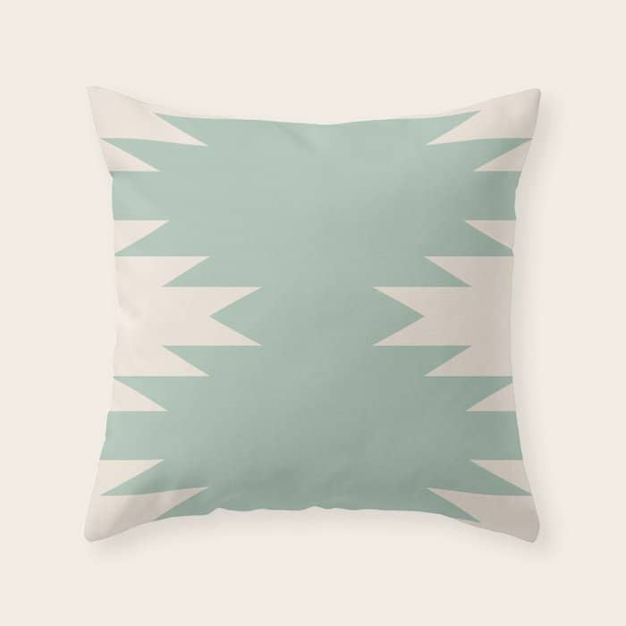 Geometric Southwestern Minimalism - Neutral Sage Green Throw Pillow