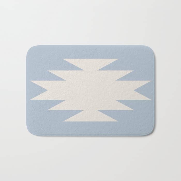 Geometric Southwestern Minimalism - Soft Sky Blue Bath Mat