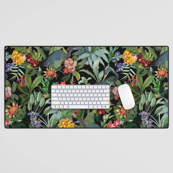 Vintage & Shabby Chic - Midnight Tropical Garden Blue Heron Desk Mat