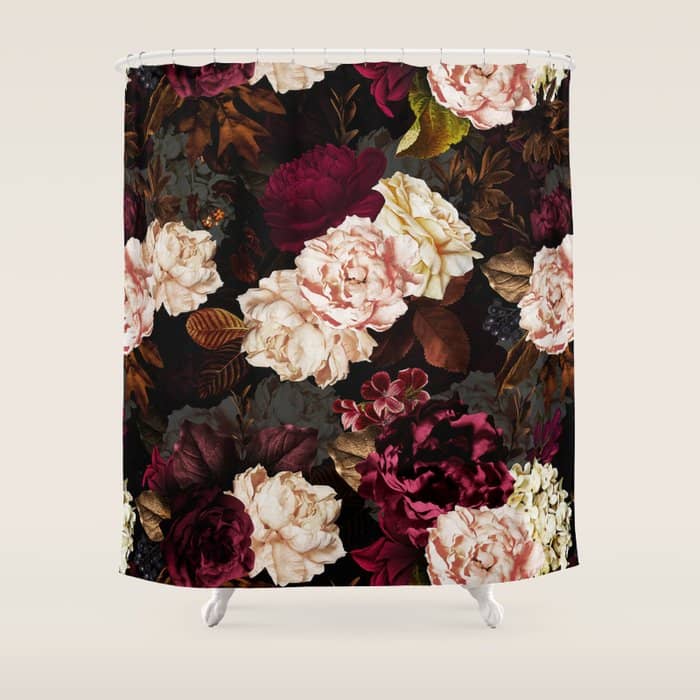 Vintage & Shabby Chic - Midnight Rose And Peony Garden Shower Curtain