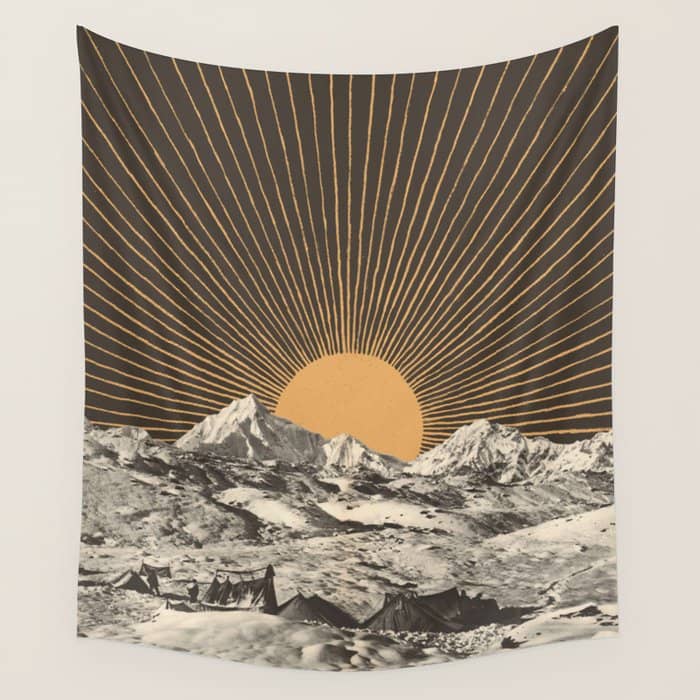 Mountainscape 6 - Night Sun Wall Tapestry