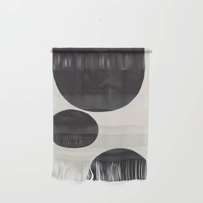 Black & White Minimalist Abstract Shapes Patterns Black Ink Painting Wall Hanging