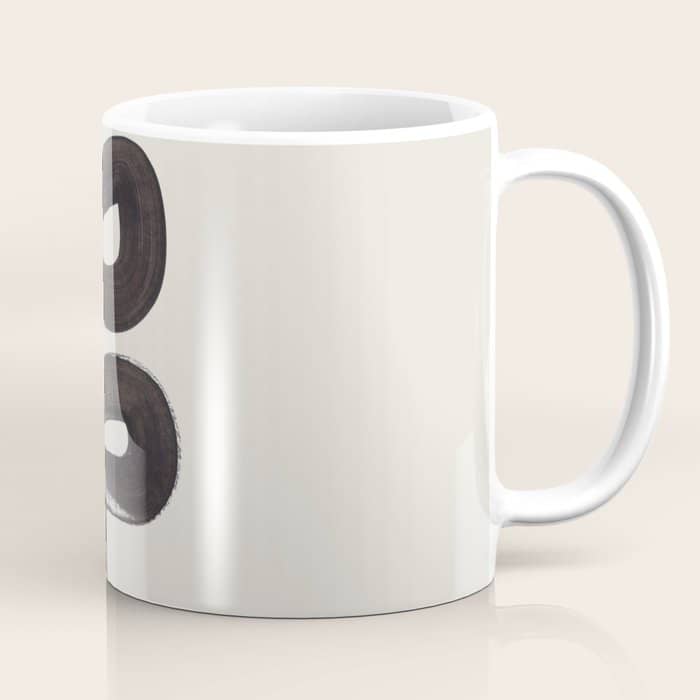 Black & White Minimalist Abstract Shapes Patterns Black Ink Painting Coffee Mug