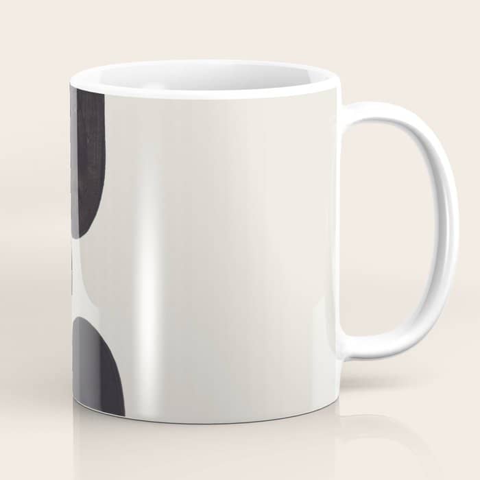 Black & White Minimalist Abstract Shapes Patterns Black Ink Painting Coffee Mug