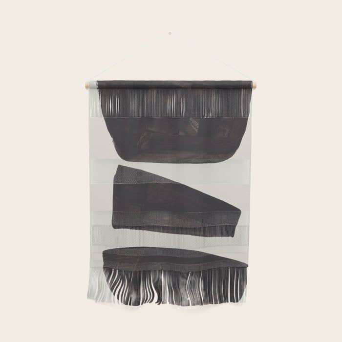 Black & White Minimalist Abstract Shapes Patterns Black Ink Painting Wall Hanging