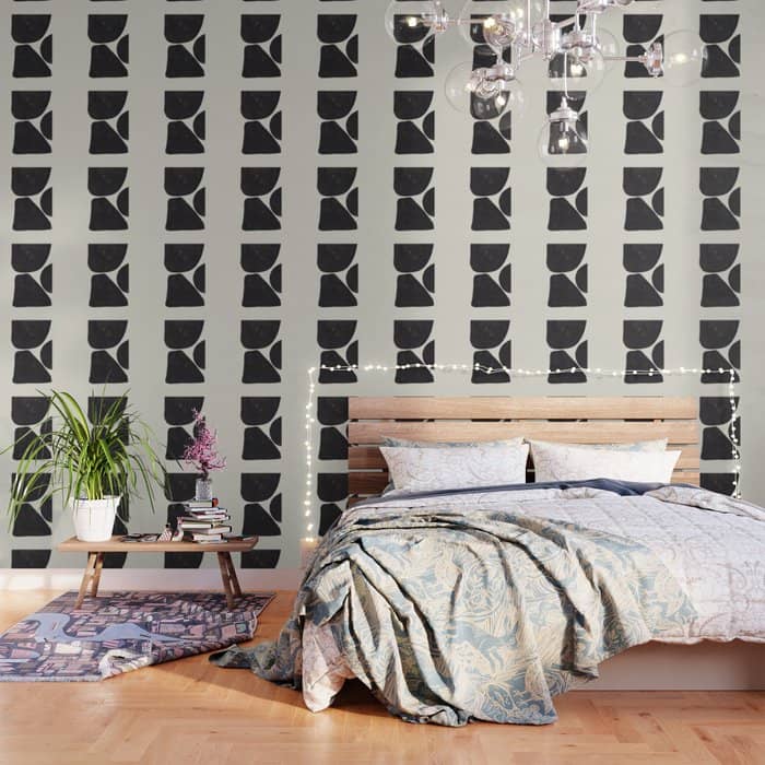 Black & White Minimalist Abstract Shapes Patterns Black Ink Painting Wallpaper