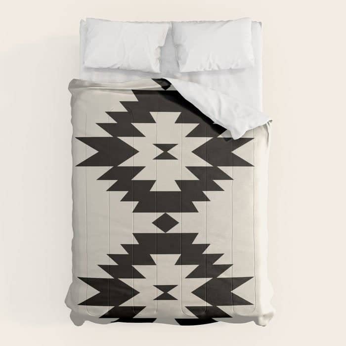 Southwestern Minimalism - Black Neutral Beige Comforter
