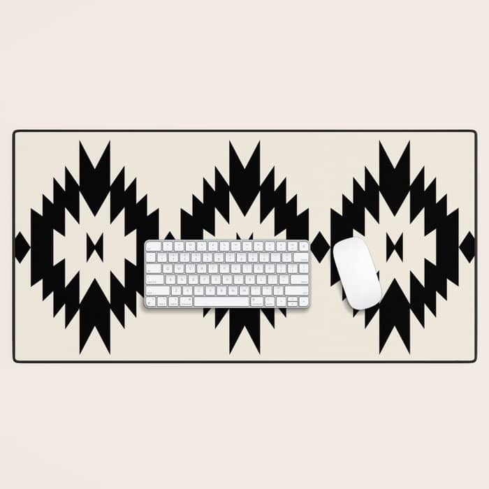 Southwestern Minimalism - Black Neutral Beige Desk Mat