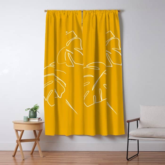 Monstera Minimal - Yellow Window Curtain