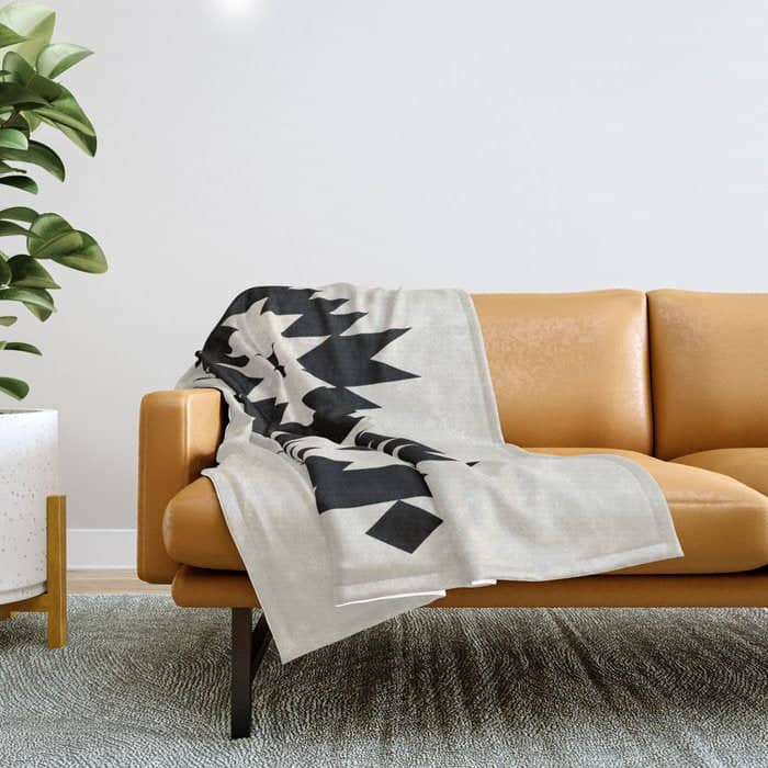 Southwestern Minimalism - Black Neutral Beige Throw Blanket