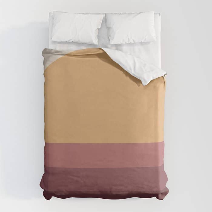 Minimal Retro Sunset Sunrise - Burgundy Ruby Red Duvet Cover