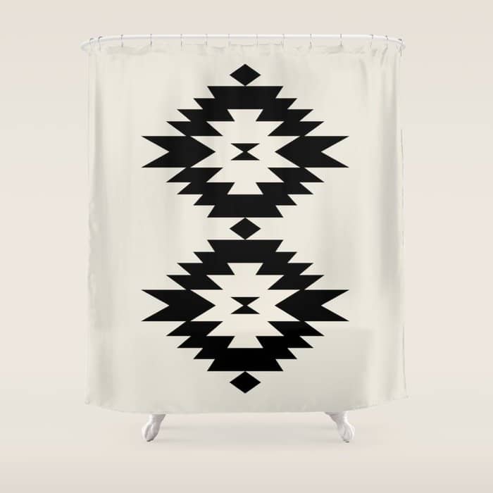 Southwestern Minimalism - Black Neutral Beige Shower Curtain
