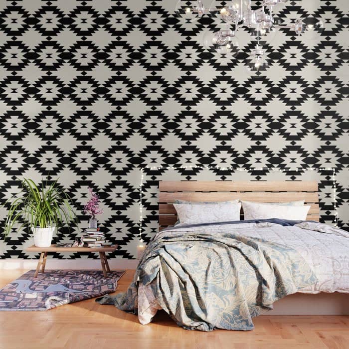 Southwestern Minimalism - Black Neutral Beige Wallpaper