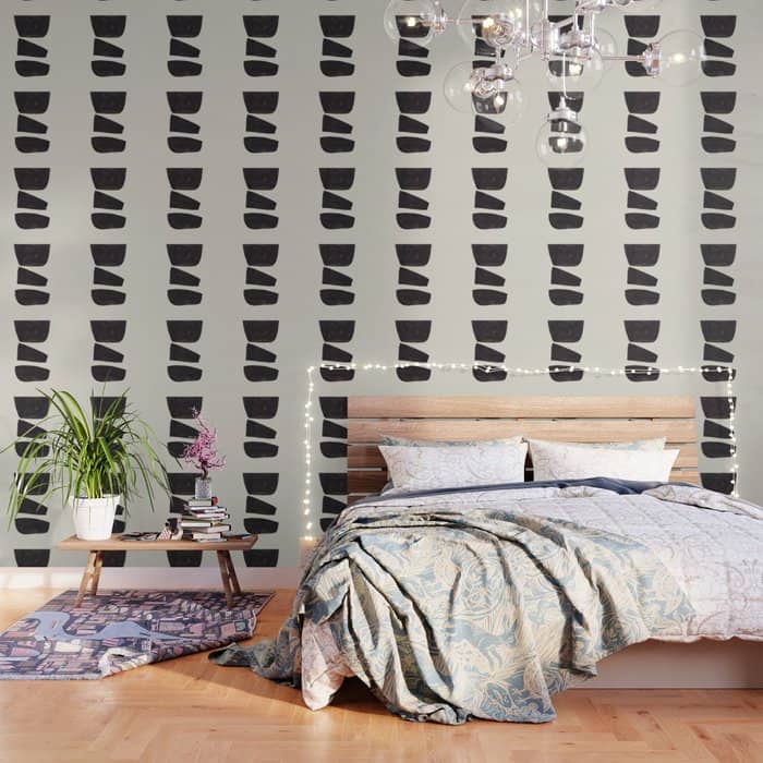 Black & White Minimalist Abstract Shapes Patterns Black Ink Painting Wallpaper