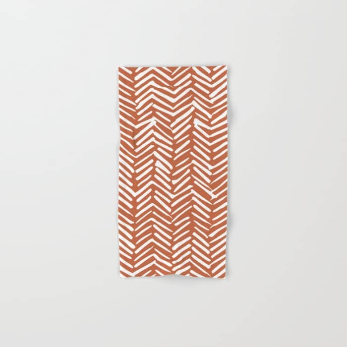 Boho, Abstract, Herringbone, Pattern, Terracotta Bath Towel