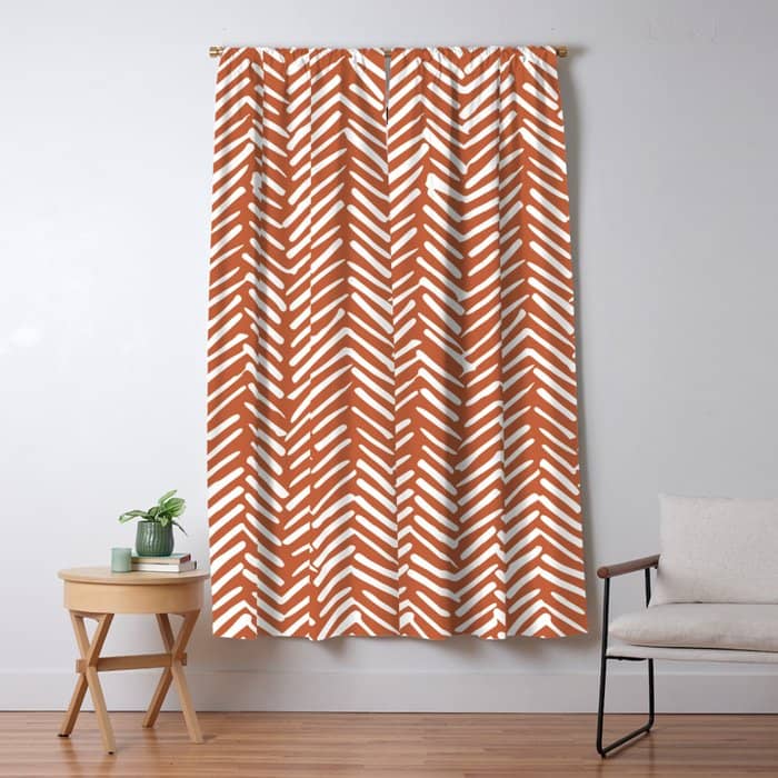 Boho, Abstract, Herringbone, Pattern, Terracotta Window Curtain