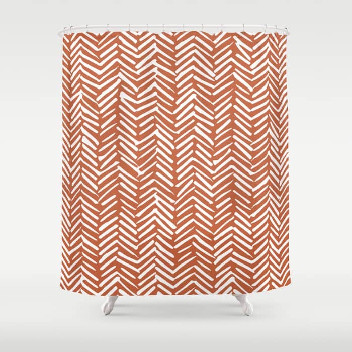 Boho, Abstract, Herringbone, Pattern, Terracotta Shower Curtain