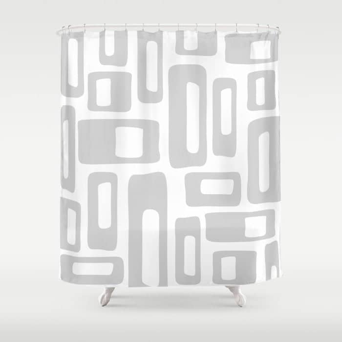 Retro Mid Century Modern Abstract Pattern 731 Winter Gray Shower Curtain