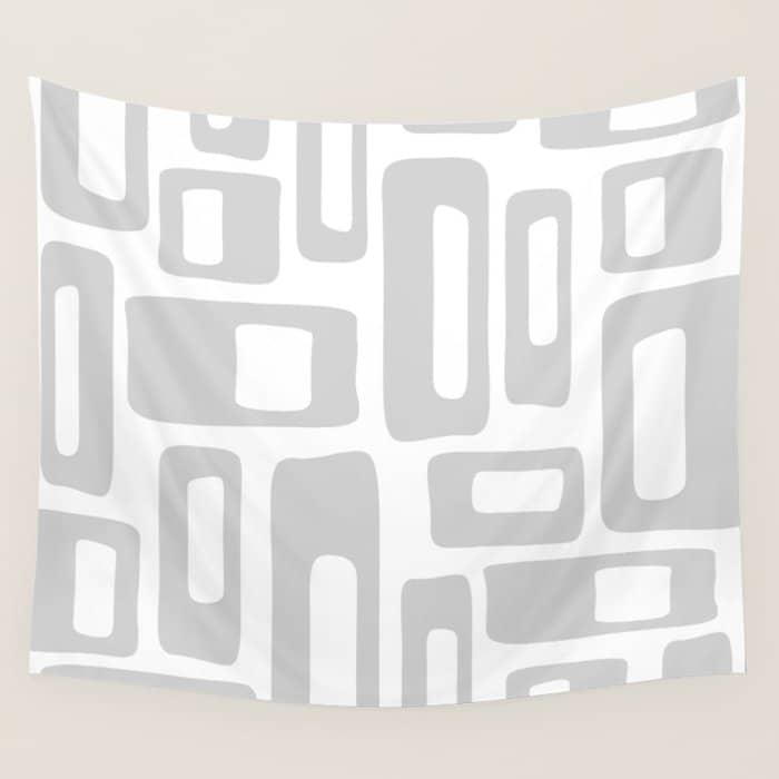 Retro Mid Century Modern Abstract Pattern 731 Winter Gray Wall Tapestry