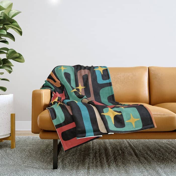 Retro Mid Century Modern Abstract Pattern 223 Throw Blanket