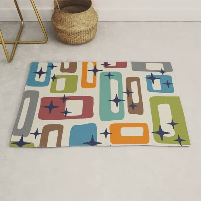 Retro Mid Century Modern Abstract Pattern 224 Atomic Googie Rug