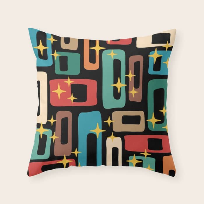 Retro Mid Century Modern Abstract Pattern 223 Throw Pillow