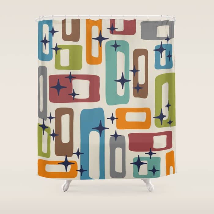 Retro Mid Century Modern Abstract Pattern 224 Atomic Googie Shower Curtain