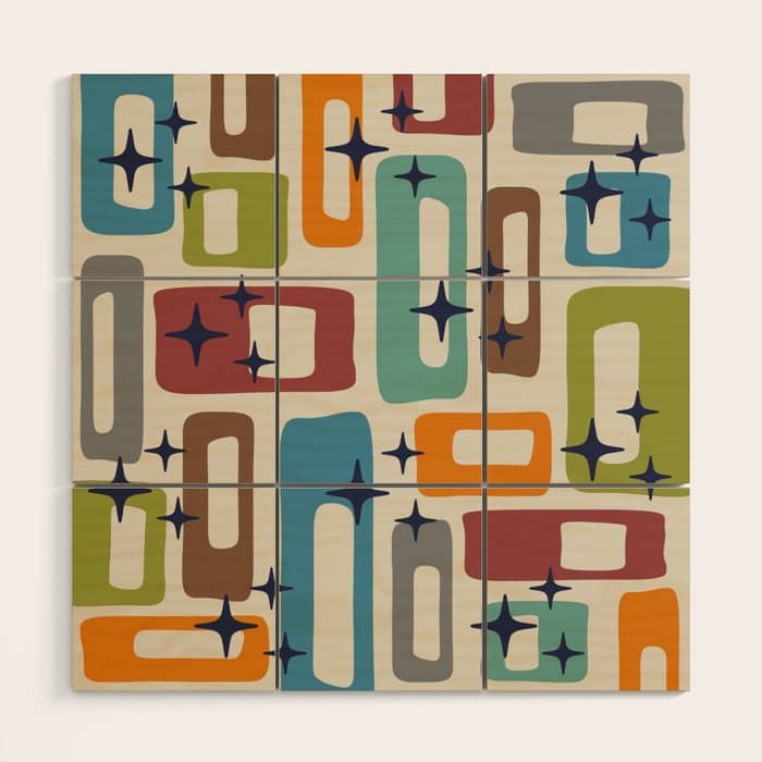 Retro Mid Century Modern Abstract Pattern 224 Atomic Googie Wood Wall Art