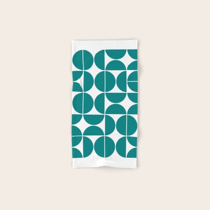 Mid Century Modern Geometric 04 Teal Bath Towel
