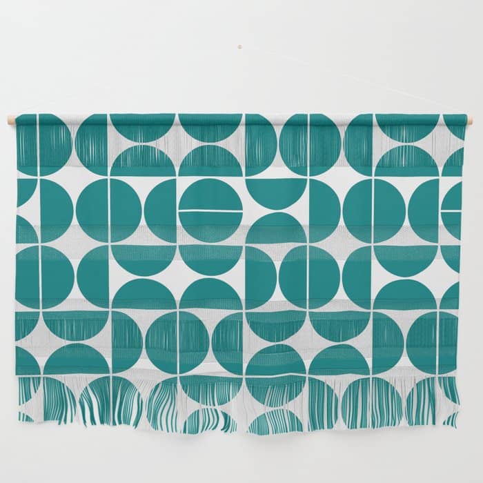 Mid Century Modern Geometric 04 Teal Wall Hanging