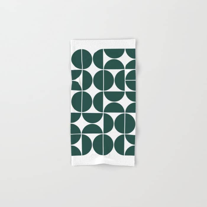 Mid Century Modern Geometric 04 Dark Green Bath Towel