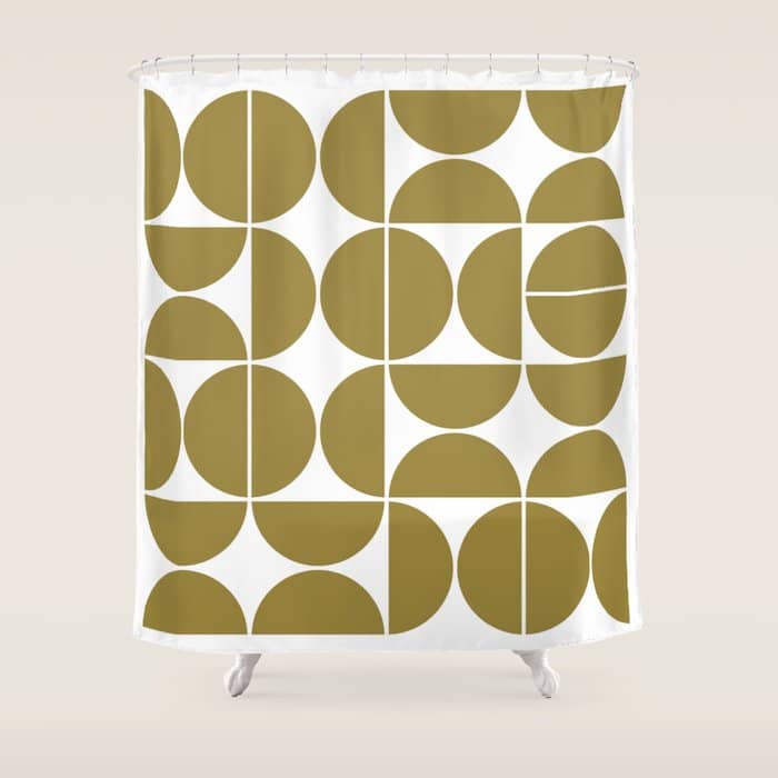 Mid Century Modern Geometric 04 Flat Gold Shower Curtain