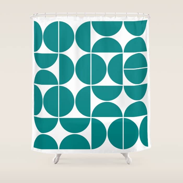 Mid Century Modern Geometric 04 Teal Shower Curtain