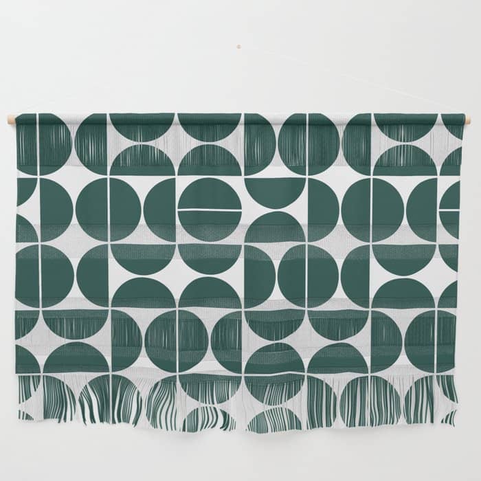 Mid Century Modern Geometric 04 Dark Green Wall Hanging