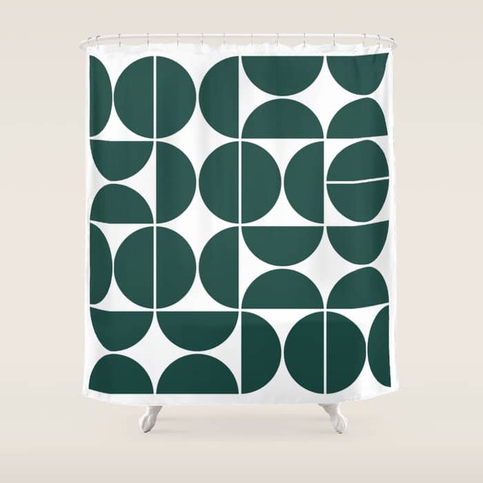 Mid Century Modern Geometric 04 Dark Green Shower Curtain