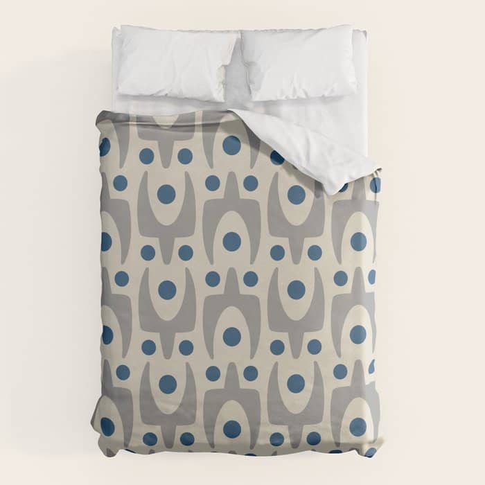 Mid Century Modern Abstract Pattern 149 Gray And Blue Duvet Cover