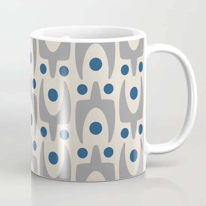 Mid Century Modern Abstract Pattern 149 Gray And Blue Coffee Mug