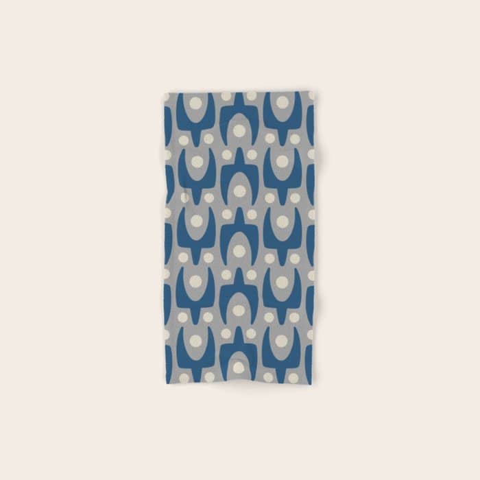 Mid Century Modern Abstract Pattern 147 Scandi Gray And Blue Bath Towel