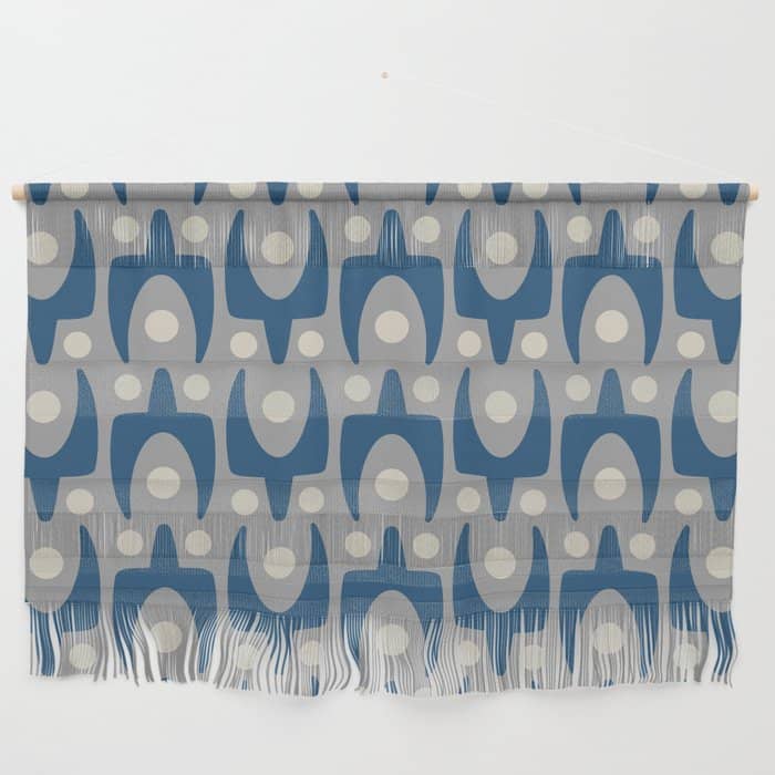 Mid Century Modern Abstract Pattern 147 Scandi Gray And Blue Wall Hanging