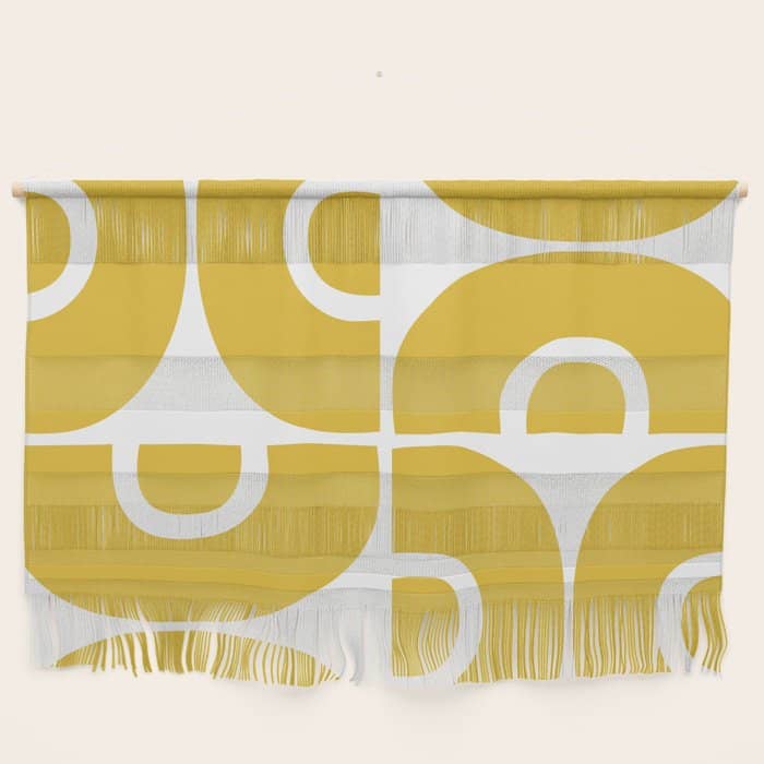 Mid Century Modern Abstract Pattern 7721 Mustard Yellow Wall Hanging